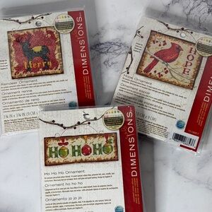 Lot of 3 Dimensions Christmas Cross Stitch Ornament Kits – New Sealed